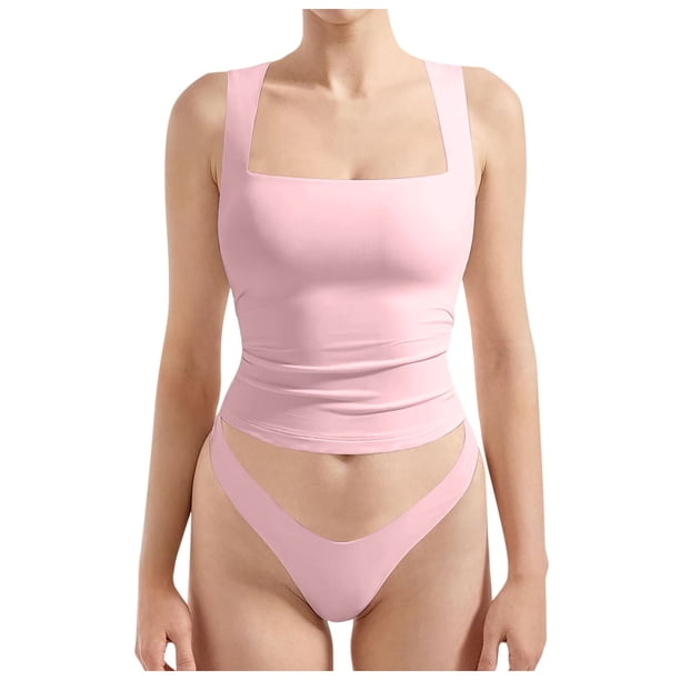 Camiseta sin mangas sexy con cuello cuadrado y espalda descubierta, tirantes ajustables, ropa de club, para mujer - XS-XL