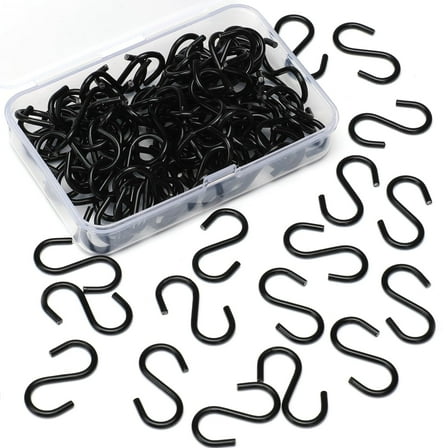 Emlimny 100 Pieces 1 Inch Mini S Hooks Small S Hooks Black Stainless Steel S Shaped Hooks for Ornaments, Jewelry and Hanging Small Kitchenware Potted Plants