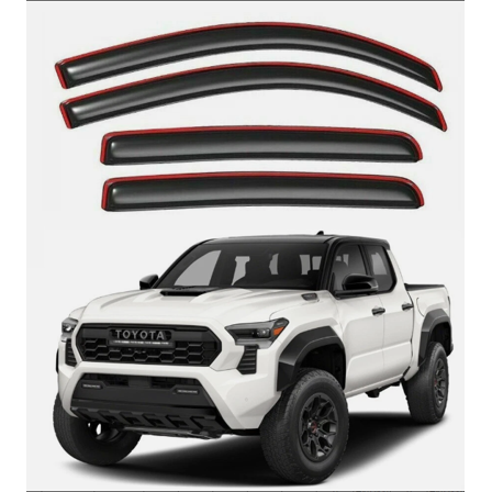 4Pcs Wind Deflectors ABS Acrylic Dark Smoke Fits for Toyota Tacoma Crew Cab 2024-2025