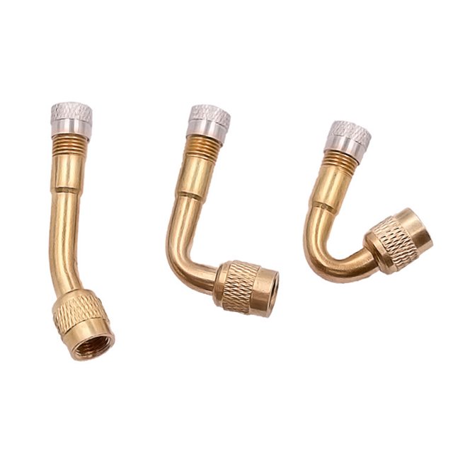Visland 3 Pcs Brass Tire Valve Extension Set 3 Angles (45/90/135 Degrees) Inflatable Nozzle Adapter for Car Motorcycle Bike Scooter Easy Install Tire Valve Stem Extenders