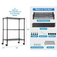 thumbnail image 7 of YRLLENSDAN Wire Adjustable Shelves 3 Tier for Bathroom Garage Kitchen Laundry Room, storage rack with wheels, 170 LBS Load Capacity Total , 23"×13"×31.3", Black, 7 of 7