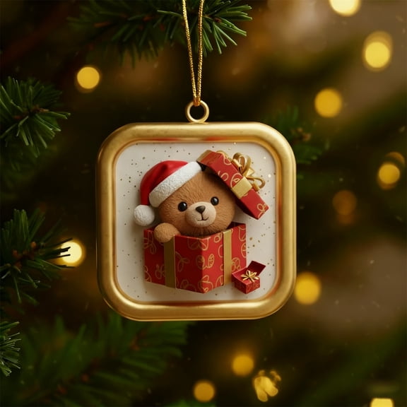 SPOORYYO Christmas Bear Gift Ornament Holiday Decorative Pendant for Tree and Gift Wrapping Ideal for Festive Celebrations and Home Decor Displays