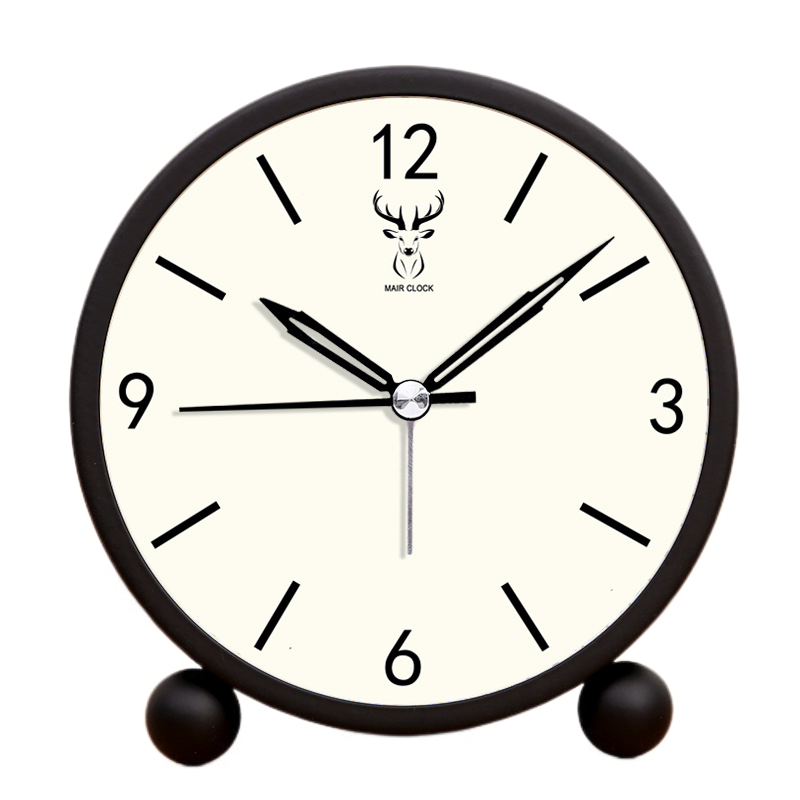 TIMPCV Analog Alarm Clock 4 Inch, Battery Powered NonTick Silent Small Desk Clock with Night