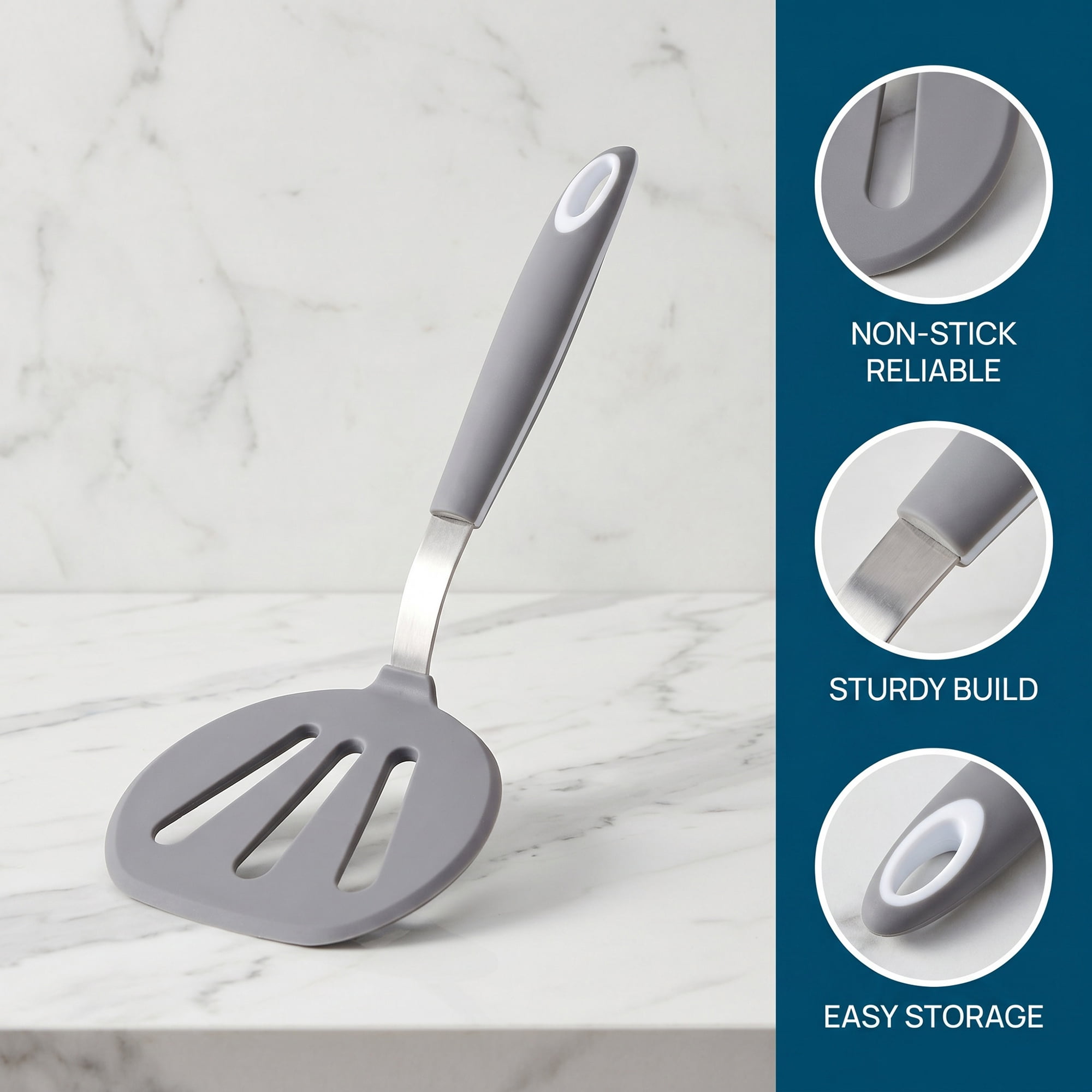 Unique Bargains Kitchen Utensils with Heat-Resistant Rubber Spatula Gray 12.2x5.9 inch