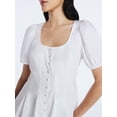 thumbnail image 3 of Scoop Women’s Button Front Mini Dress with Puff Sleeves, Sizes XS-XXL, 3 of 5