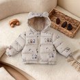 thumbnail image 2 of newwalpole Baby Hooded Down Jacket Boys Girls Light Puffer Winter Coats Toddler Bear Ears Zipper Up Down Coats Outwear(Khaki,5-6 Years), 2 of 9
