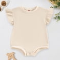 thumbnail image 2 of zaveiop Baby Girl Solid Ruffle Romper Bodysuit Jumpsuit Casual Clothes (Beige, 12-18 Months), 2 of 5