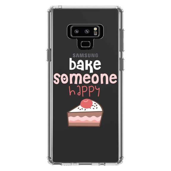 DistinctInk Clear Shockproof Hybrid Case for Samsung Galaxy Note 9 - TPU Bumper Acrylic Back Tempered Glass Screen Protector - Bake Someone Happy