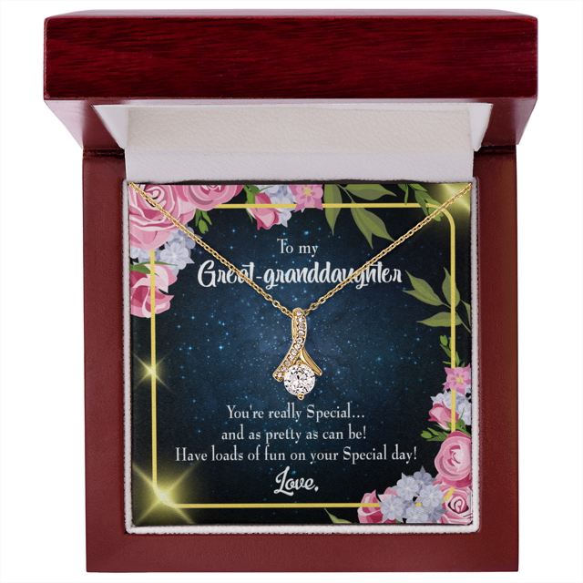 À Mon Arrière-Petite-Fille Séduisante Ruban Collier Message Carte