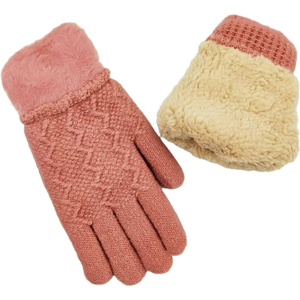 Guantes para clima frío Guantes térmicos de invierno Tejido con cables Dedos completos Forro polar Guantes antideslizantes Mujer Hombre