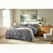 Bedtreat King Comforter Sets,7-Pieces Reversible Bedding Sets,Bed in a Bag with Comforter, Flat Sheet and Fitted Sheet, Pillowcases & Shams,Dark Gray/Light Gray