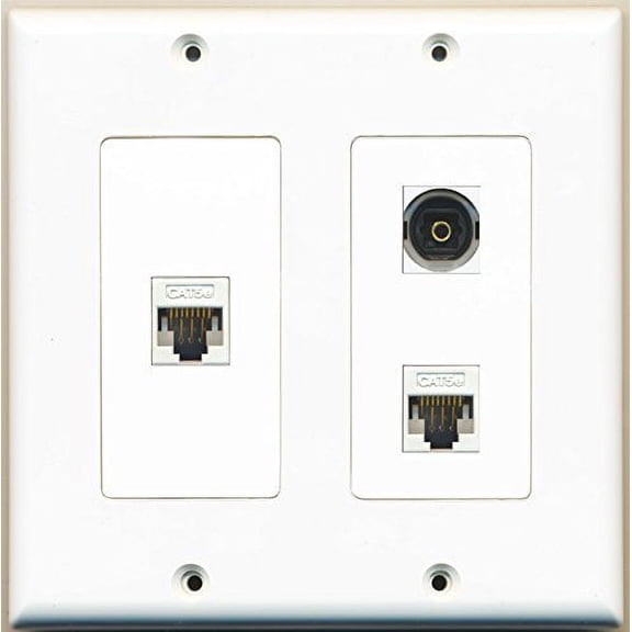 RiteAV - 1 Port Toslink 2 Port Cat5e Ethernet White - 2 Gang Wall Plate