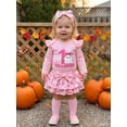 thumbnail image 3 of RUINIXCW Newborn Baby Girl My First Halloween Outfit Infant Girl Fall Clothes Letters Print Long Sleeve Romper Ruffled Skirt Headband Stockings Set, 3 of 10