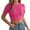 Hot Pink, variant on Women's Fashion Ribbed Crop Top – Mercerized Cotton Short Sleeve Tee, Crew Neck Knit Layering Essential