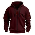 thumbnail image 5 of Hoodies for Men Mens Hoodie Men Solid-Color Fashionable Pocket Zipper Drawstring Casual Sports Long Sleeve Cardigan Hooded Sweatshirt,Wine,L, 5 of 5