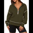 thumbnail image 3 of Sudadera con Capucha de Otoño para Mujer, Sudadera Corta de Larga con Media Cremallera, Jersey de Invierno, Ropa de Moda Verde XL, 3 of 10