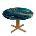 thumbnail image 3 of PIKWEEK Picnic Dining Kitchen Farmhouse Round Tablecloth Gold and Blue Abstract Art White, 3 of 8