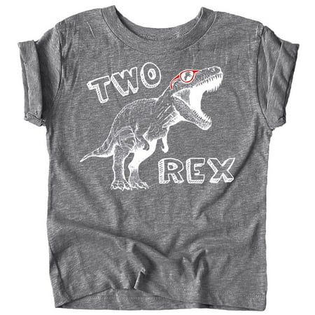 

Olive Loves Apple Two Rex Dinosaur 2nd Birthday T-Shirts for Baby Girls and Boys Second Birthday Outfit Granite Heather Shirt 3T
