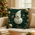 thumbnail image 6 of Christmas Throw Pillow Covers Dark Green Xmas Cushion Covers 18x18in, Rustic Reindeer Snowman Santa Cushion Cases Vintage Decorative Pillow Cases, 6 of 6