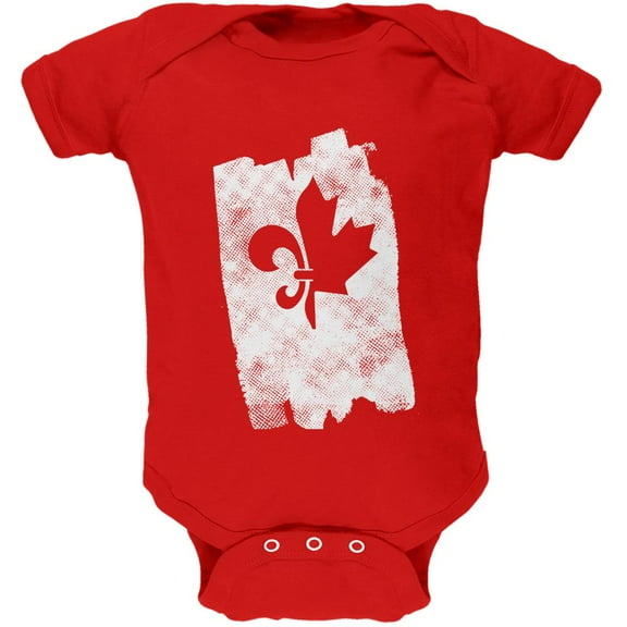 Graffiti French Canadian Fleur de Lis Maple Leaf Soft Baby One Piece Red 18-24 M