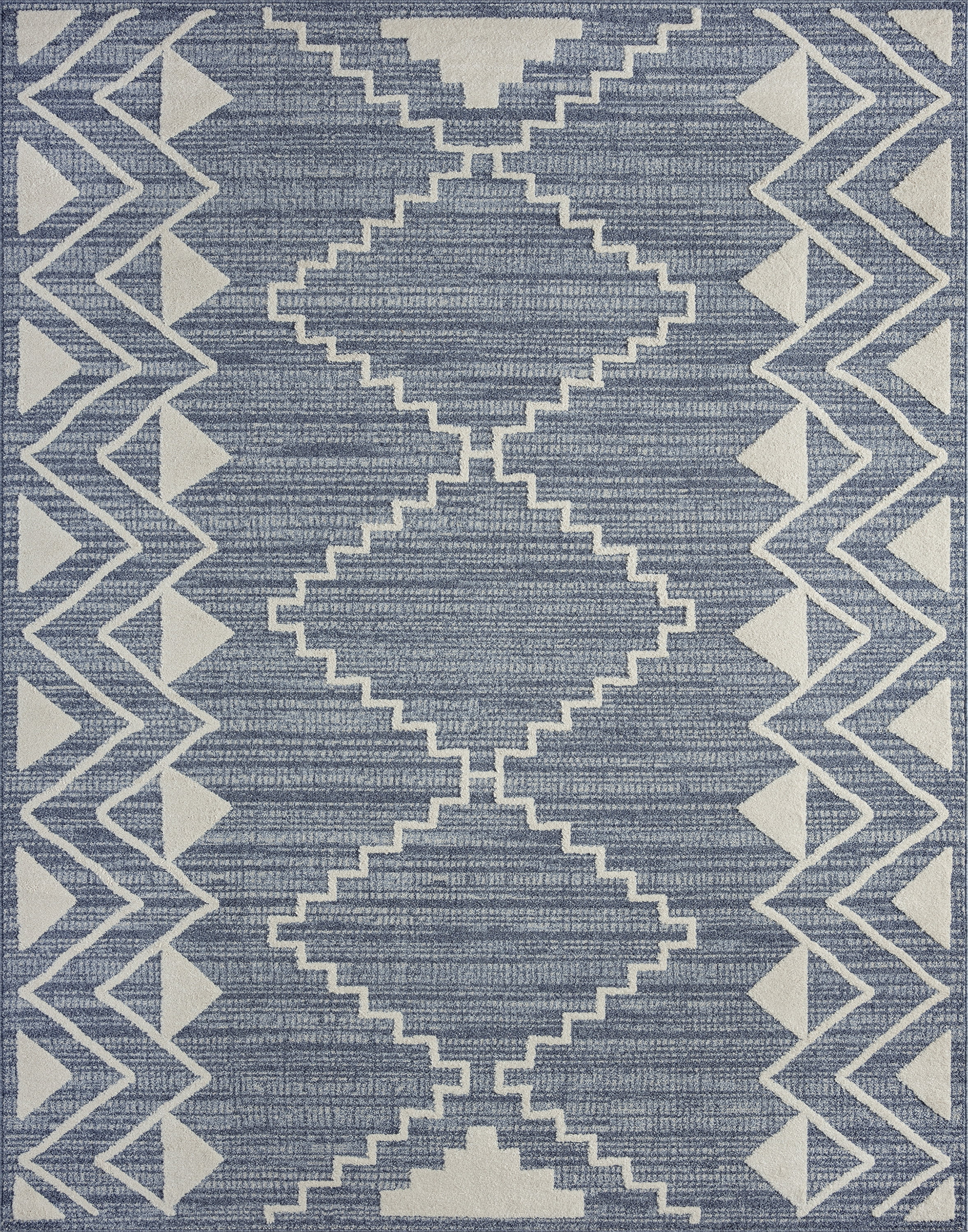 Transitional 5x8 Area Rug (5'3'' x 7'3'') Moroccan Blue, Cream Living Room Easy to Clean