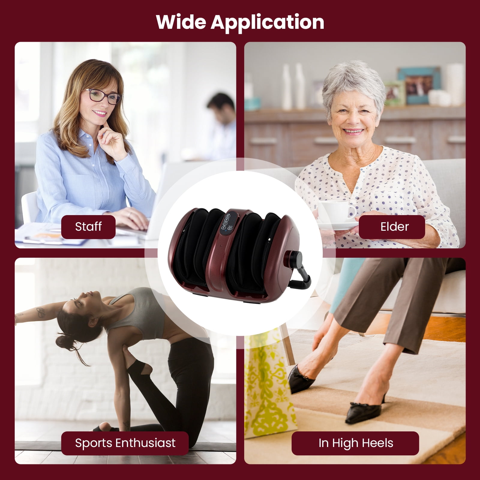 Giantex Foot & Calf Massager w/Heat, Deep Kneading Shiatsu Massager Machine, Gifts for Elder Men Women, Red