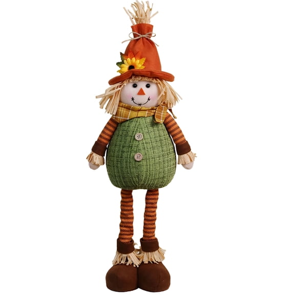 BESTSKY Fall Scarecrow Doll Thanksgiving Decorations Scarecrows Plush Doll Decors with Stretchable Legs Autumn Harvest Stuffed Decorative Dolls for Home Party Halloween Ornaments Gifts Female