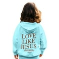 thumbnail image 5 of Grblisyd Jesus Hoodie Kids 10-12 Long Sleeve Jesus Loves You Casual Graphic Hoodie Sweatshirt Drawstring Pullover Girl Cute Girls Clothes Blue 160, 5 of 5