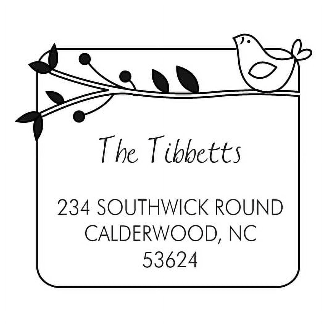 Personalized Square Self Inking Rubber Stamp - LIttle Birdie