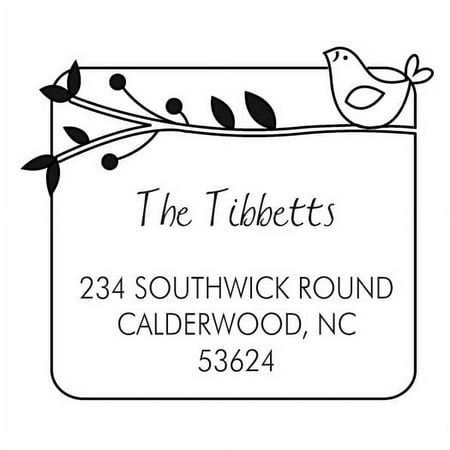 Personalized Square Self Inking Rubber Stamp - LIttle Birdie