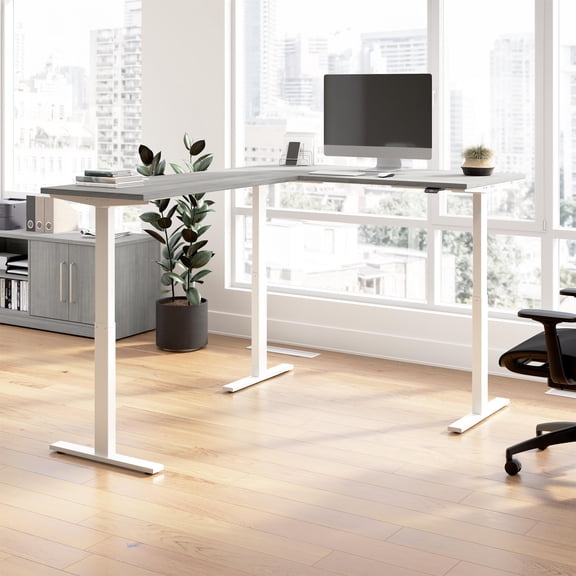 Move 60 Series 60W L Shaped Standing Desk in Platinum Gray - Engineered Wood