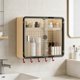 thumbnail image 1 of Contenedores de almacenamiento, armario de almacenamiento de pared para baño con puertas dobles y tablero perforado, organizador multifuncional para tocador y ducha, cajas de almacenamiento de plástic, 1 of 6