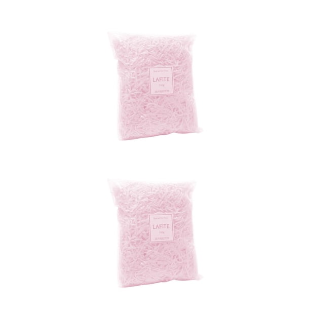 Billuyoard Relleno de rafia de papel Lafite arrugado triturado, caja de regalo de confeti para fiesta de boda DIY, relleno de luz de embalaje de Rosa claro 2piezas