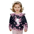 thumbnail image 2 of Yuyamidu Cherry Blossom Axolotl Sweatshirt Toddler Girl 1T 2T Blue Crewneck Sweatshirts Long Sleeve T Shirts Ruffle Casual Fall Tops Kids Everyday Athletic Clothes, 2 of 7