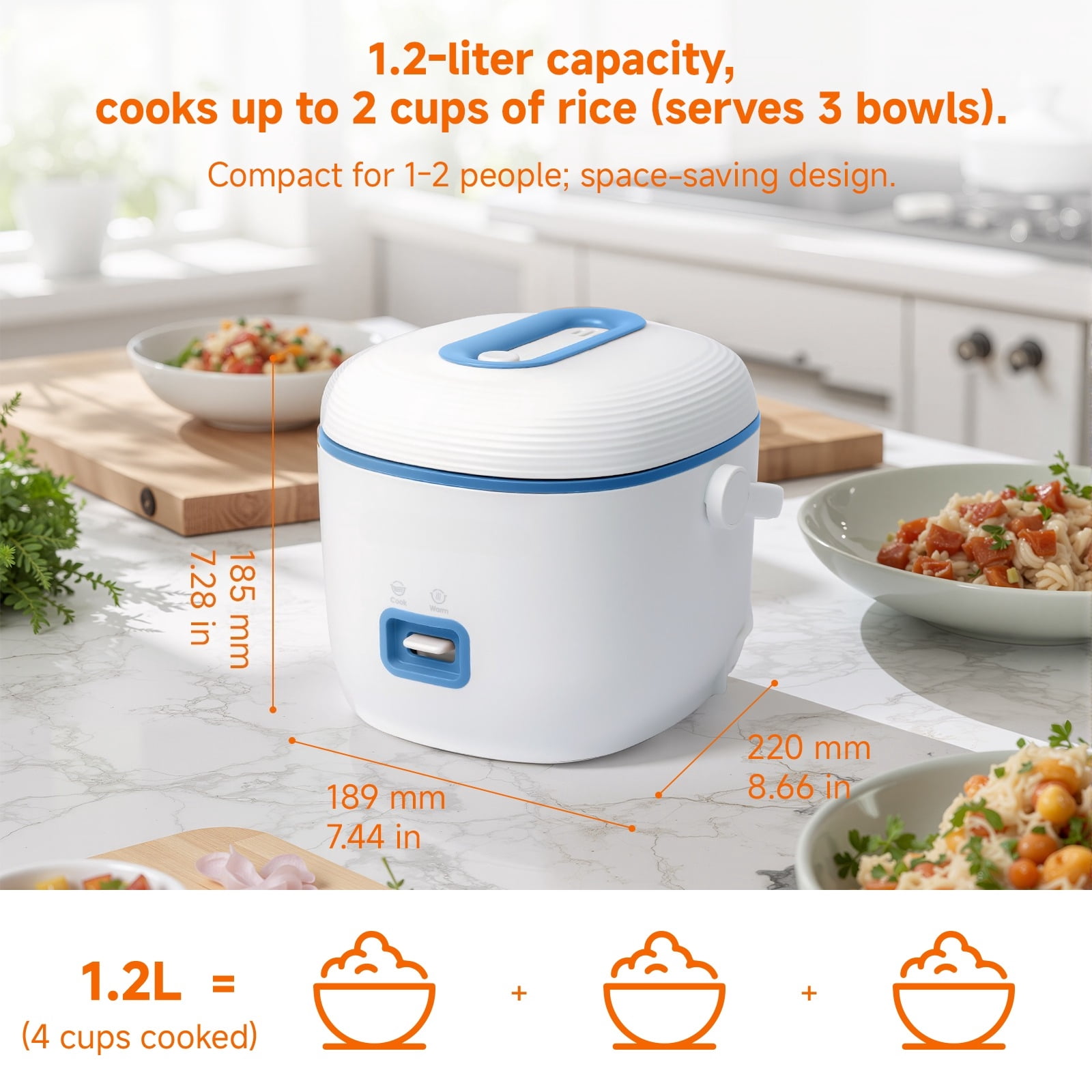 Mini Rice Cooker, Blue