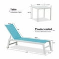 thumbnail image 3 of PURPLE LEAF Outdoor Chaise Lounge Set of 3， White Aluminum Lounge Adjustable Chairs with Wheels and Table for Patio Deck Pool Yard，Turquoise, 3 of 9