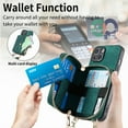 thumbnail image 3 of for iPhone 15 Plus Wallet Case, Crossbody Phone Purse with Card Holder for Women, Zipper PU Leather Carrying Cover Gift with Shoulder Strap Kickstand Anti-drop for iPhone 15 Plus - Green, 3 of 8
