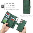 thumbnail image 6 of Compatible with Samsung Galaxy S22 5G Wallet Case,Detachable 2 in 1 Magnetic Zipper Leather Cover Case [6 Card Slots] [Wrist Strap] [Stand Feature] for Samsung Galaxy S22 5G,6.1 inch Green, 6 of 16