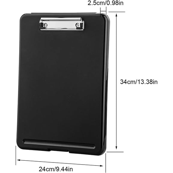 Plastic A4 Form Storage Box Case, Clipboard Case, Bulk Clipboard Set, Black, 12 Pack