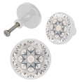 thumbnail image 2 of 4 Pcs Floral Pattern Knobs for Kitchen Cabinet Cupboard Dresser Bookcase Drawer Pulls Handles Round Home Decor, 2 of 5