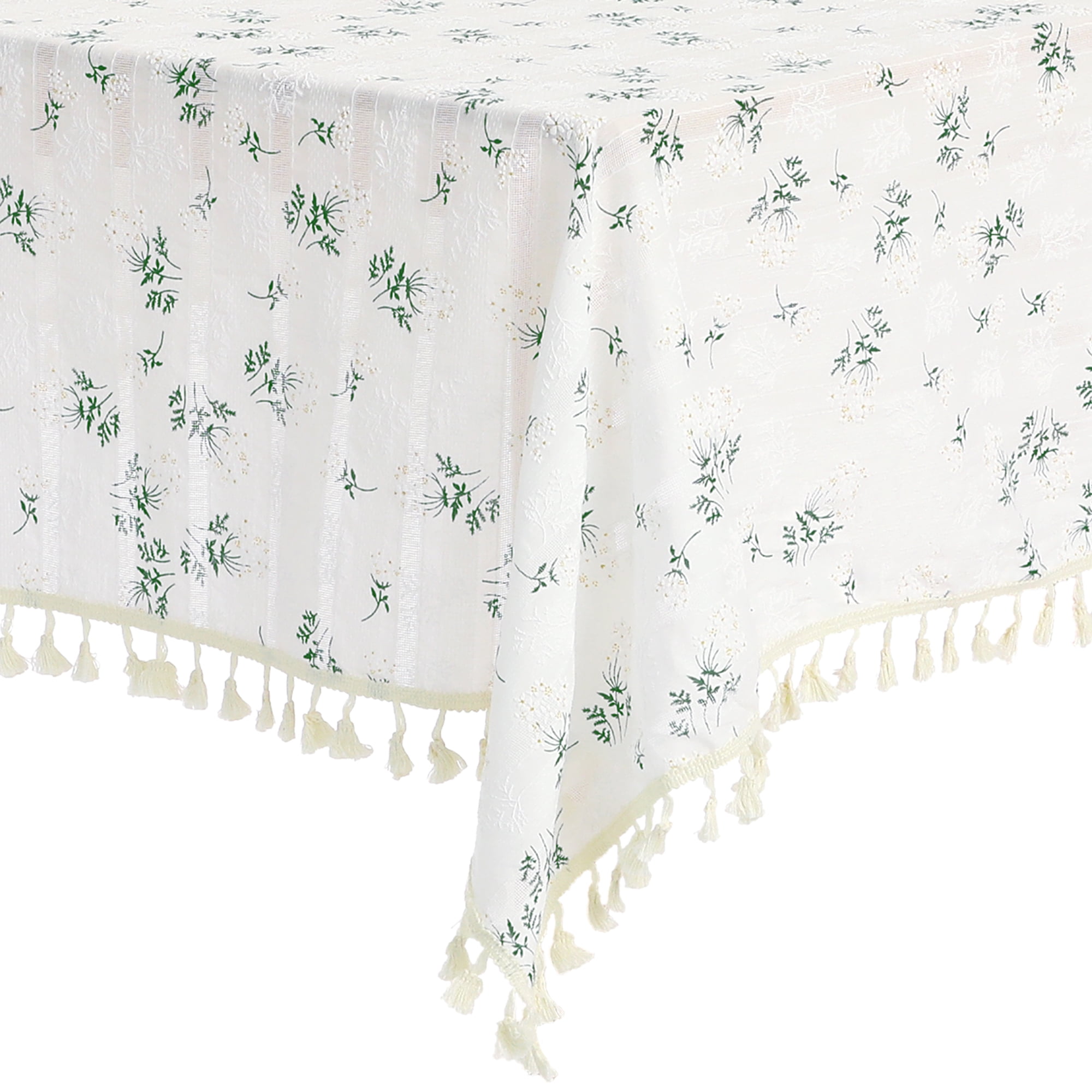 Unique Bargains Rectangle Cotton Linen Fabric Table Cover Tablecloth Tassel 47"x71"