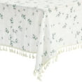 thumbnail image 4 of REGALWOVEN Floral Rectangle Tablecloth Cotton Linen Table Cover, Tassel 55"x71", 4 of 5