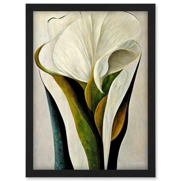 White Calla Lily Flower Bouquet Detail Stylish Artwork Framed Wall Art Print A4