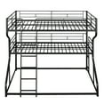 Euroco Metal Triple Bunk Bed, Full XL over Twin XL over Queen Floor Bed for Kids Room, Black