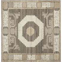 SAFAVIEH Kenya Ivonette Geometric Area Rug, Ivory/Brown, 7' x 7' Square