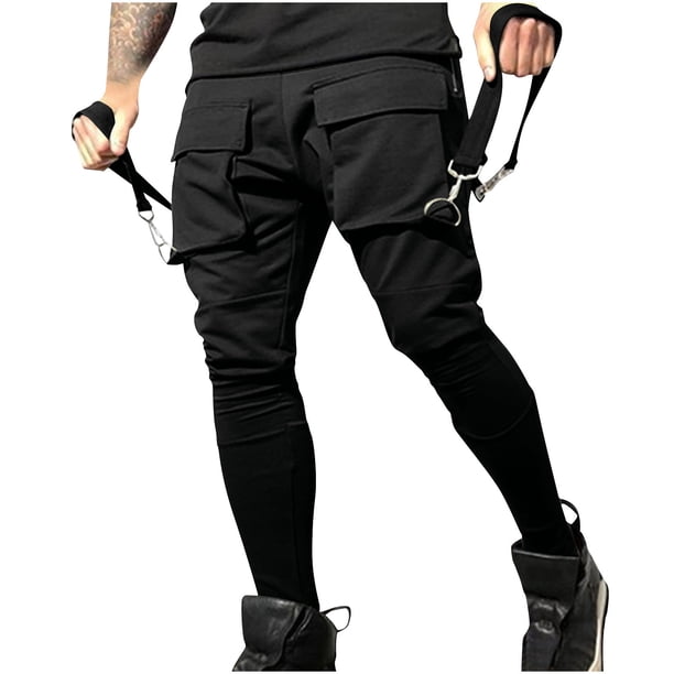 Pantalones largos para hombre, de color liso, con bolsillo y cordón, informales, juveniles, versátiles, deportivos, de gran tamaño.
