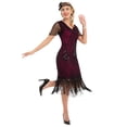 thumbnail image 4 of PrettyGuide Women's 1920s Dress Sequin Art Deco Flapper Dress with Sleeve, 4 of 8