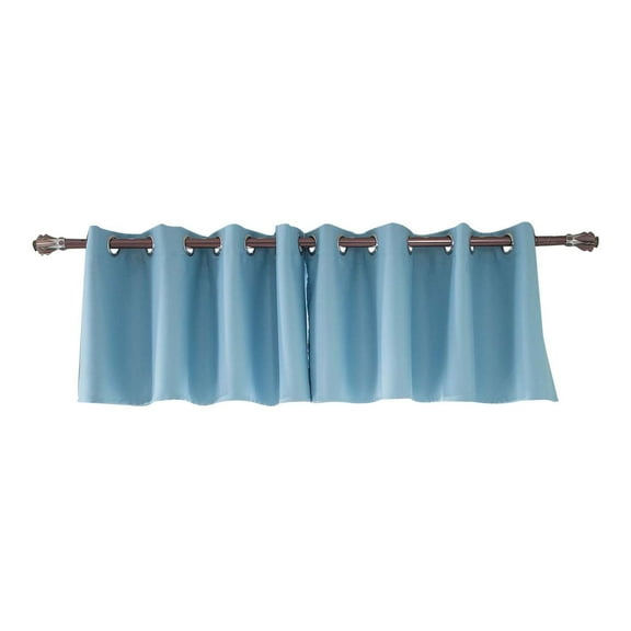 JeashCHAT Blackout Curtain Valances , Grommet Kitchen Window Treatment Valances, Solid Color Short Curtains for Living Room Bedroom Bathroom Decor, 1 Panel, 14"x29", Blue