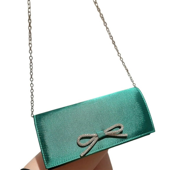 Aellinatey Fashionable Silky Evening Bag Rhinestones Bowknot Handbag for Formal Functions