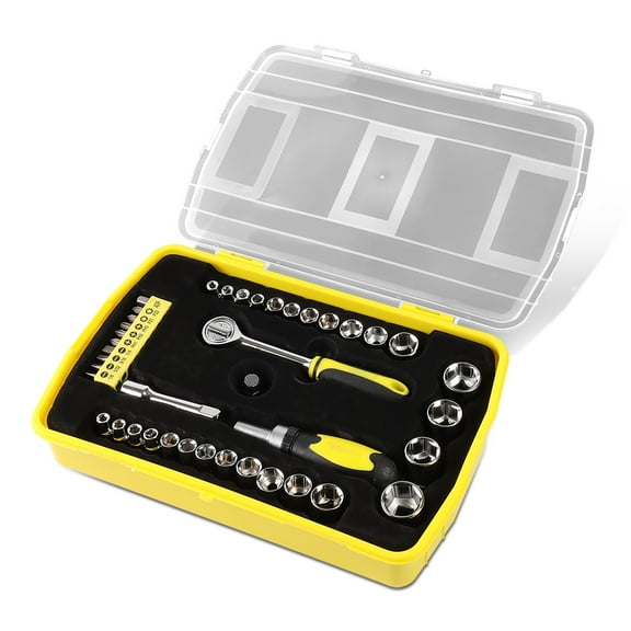 41 Pcs Small Bolt Hand Tool Repair Kit Screwdriver Bits & Bit Driver & Sockets & Adapter Yellow